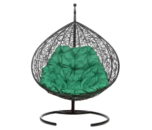 Двойное подвесное кресло Gemini promo black Зеленая подушка