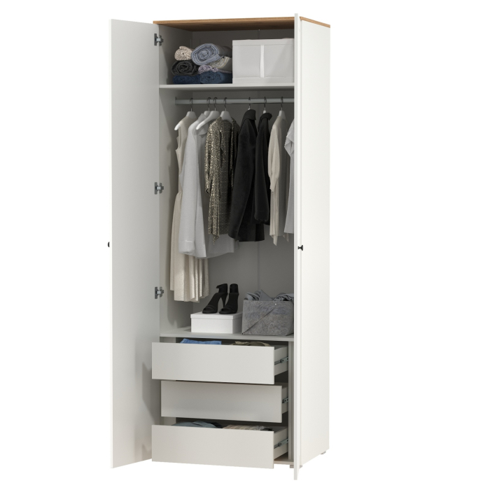 Шкафы распашные, Шкаф для одежды две двери внутри три выдвижных ящика Остин 13.336.02