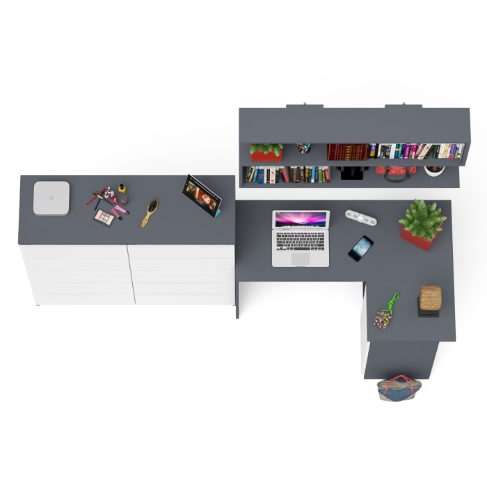 Домашние кабинеты, Набор мебели из углового компьютерного стола Мори МС-16 правого с книжной полкой и комода МК1200.10