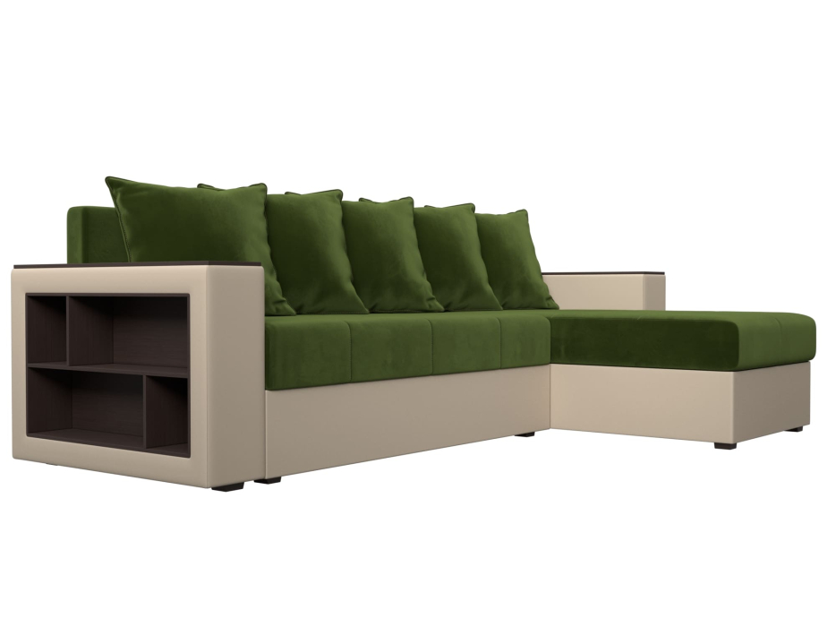 Диваны угловые в гостиную, Диван угловой Дубай Лайт, микровельвет/экокожа, правый угол