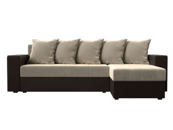 Диван угловой Дубай Лайт, микровельвет/экокожа, правый угол