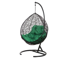 Мебель из ротанга, Подвесное кресло Tropica Black Зеленая подушка