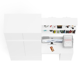 Шкаф с антресолью Мори МА900.1 с компьютерным столом МС-1 правым и книжной полкой