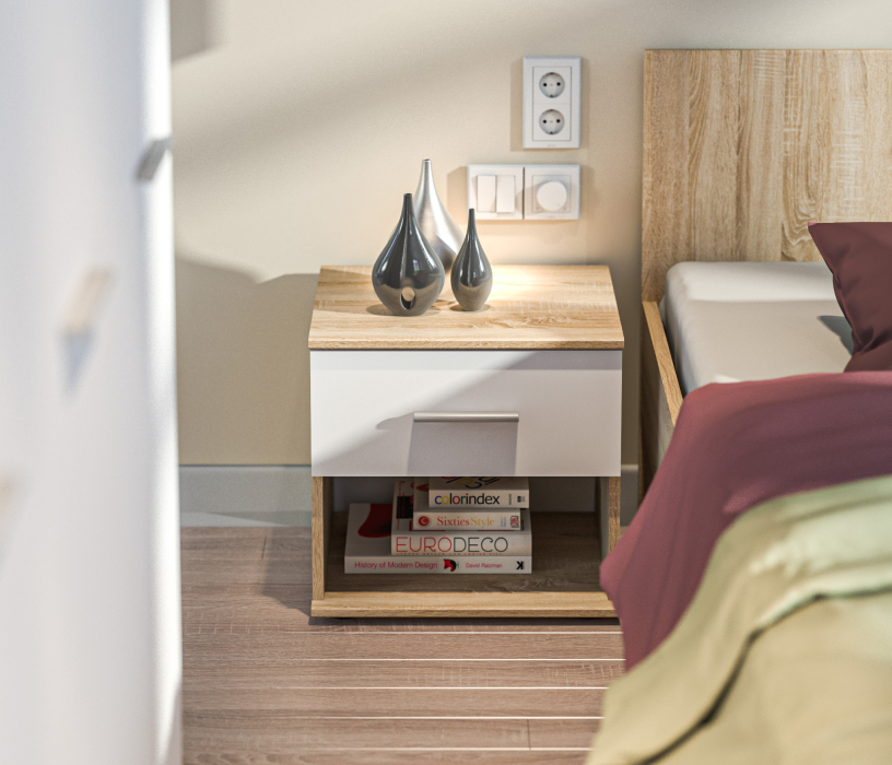 Спальные гарнитуры, Мамбо Спальня Комплект 3 Дуб Сонома/Белый