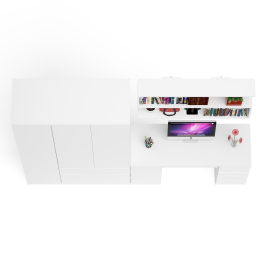 Шкаф-комод трёхдверный Мори МШ1200.1 с письменным столом и открытой книжной полкой