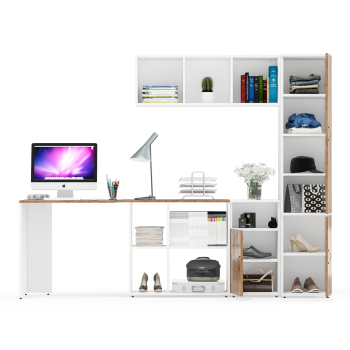 Домашние кабинеты, Домашний офис - стол-трансформер с покой для книг с пеналом 22Б и тумбой 3.19