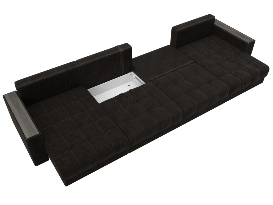 Дизайнерские диваны для гостиной, Диван П-образный с декором Лига-049 НПБ Лонг, велюр BRUT