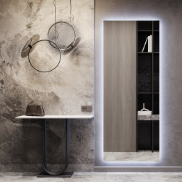 Прямоугольное зеркало большое 199х79 см, с холодной подсветкой HALFEO Slim NF LED XL