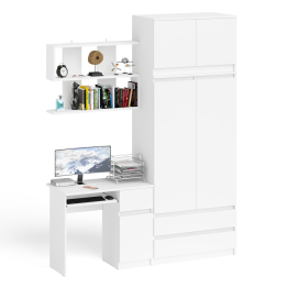 Шкаф с антресолью Мори МА900.1 с компьютерным столом МС-1 правым и книжной полкой