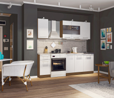 Кухонные гарнитуры, Кухонный гарнитур Элен Вишня Мадера / Белый глянец 1,7 м