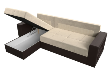 Диван угловой Дубай Лайт, микровельвет/экокожа, левый угол