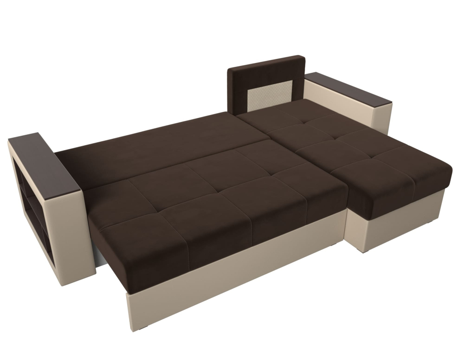 Диваны угловые в гостиную, Диван угловой Дубай Лайт, микровельвет/экокожа, правый угол