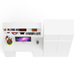 Шкаф-комод с антресолью Мори МШ900.1 со столом для работы и учёбы и книжной полкой