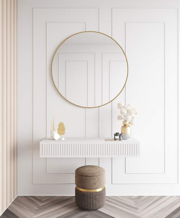 Зеркала в спальню, Дизайнерское настенное зеркало GENGLASS Rauntel L в металлической раме