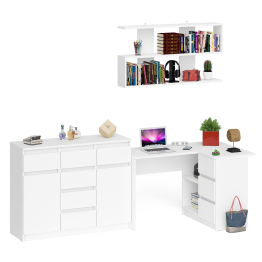 Угловой стол компьютерный Мори МС-16 правый с комодом МК1200.4 и открытой книжной полкой