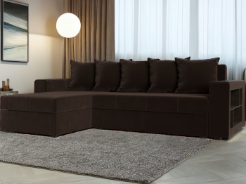 Диван угловой Дубай Лайт, микровельвет, левый угол