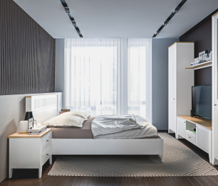 Набор для спальни Монтана Белый Альпийский,Дуб Гамильтон/МДФ Дуб Белый