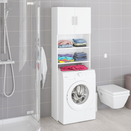 Шкаф для стиральной машинки в ванную с полками и дверками РВК