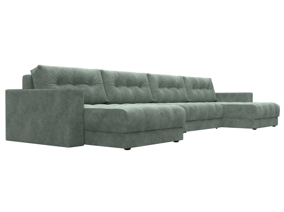 Дизайнерские диваны для гостиной, Диван П-образный с декором Лига-049 НПБ Лонг, велюр BRUT