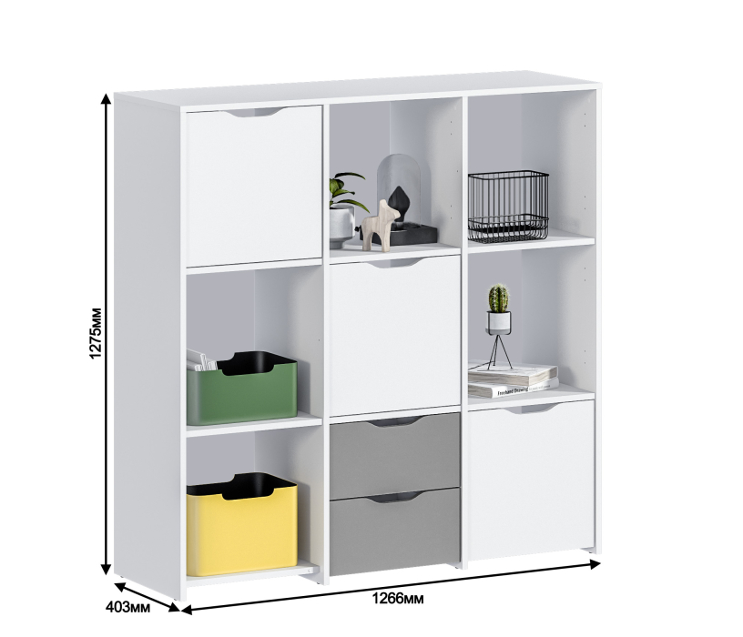 Mika / Мика, Стеллаж Mika / Мика СБ-3278 Белый/Белый,Серый