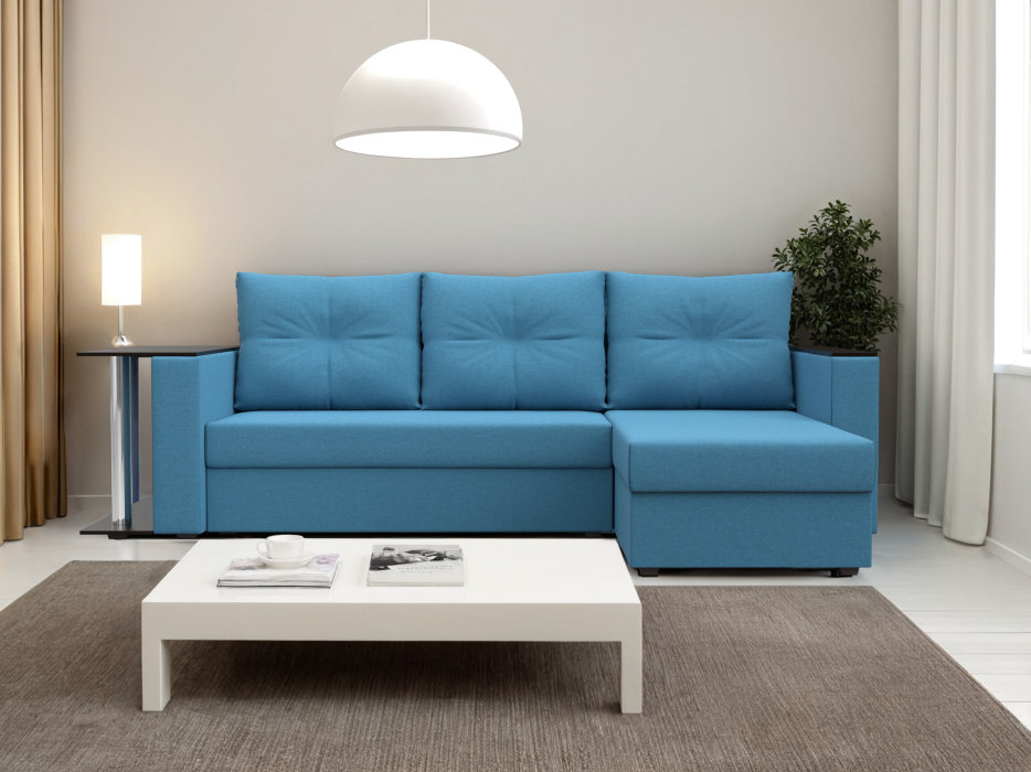 Диваны угловые в гостиную, Угловой диван Атланта правый угол, рогожка Амур