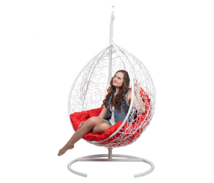 Подвесное кресло Tropica White красная подушка