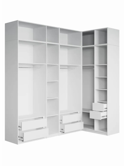 Шкафы, Угловой шкаф для одежды распашной с ящиками и антресолью, София, 2600х2500х1300мм