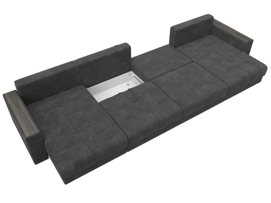 Дизайнерские диваны для гостиной, Диван П-образный с декором Лига-049 НПБ Лонг, велюр BRUT