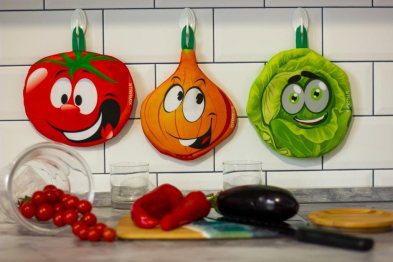 Прихватки кухонные STRAMIX Овощи на позитиве, набор из 3 шт.