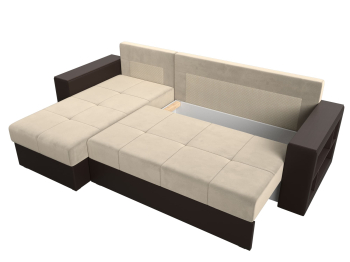 Диван угловой Дубай Лайт, микровельвет/экокожа, левый угол