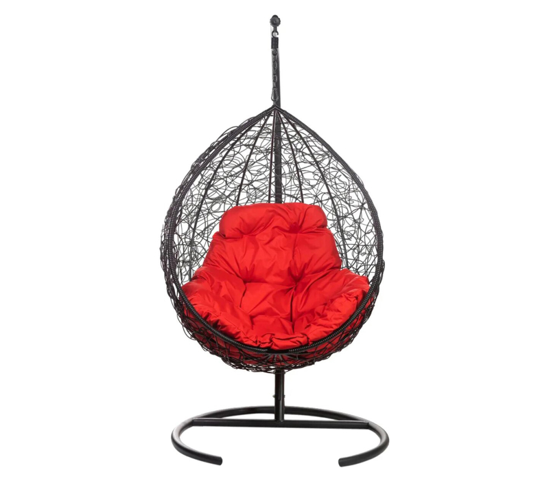 Мебель из ротанга, Подвесное кресло Tropica Black Красная подушка