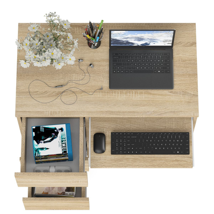 Детские столы, Стол компьютерный три ящика Мори МС-6 левый