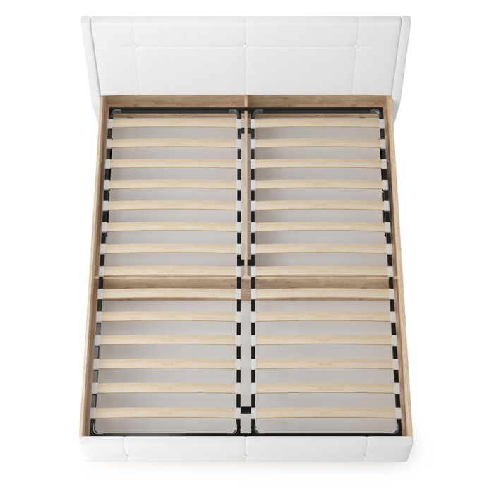 Двуспальные, Кровать Муссон 11.28ПОД с подъёмным основанием дуб эндгрейн/иск.кожа белая