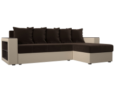 Диваны угловые в гостиную, Диван угловой Дубай Лайт, микровельвет/экокожа, правый угол