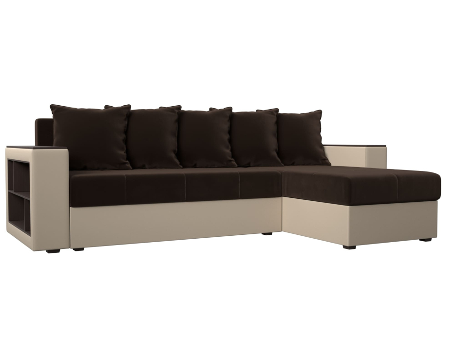 Диваны угловые в гостиную, Диван угловой Дубай Лайт, микровельвет/экокожа, правый угол