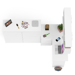 Стол угловой компьютерный Мори МС-16 левый с комодом на 10-ть ящиков и полкой на 1200