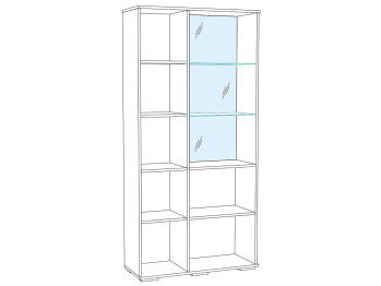 Шкаф с полками и витриной ЛШ-6 Гостиная Ливорно