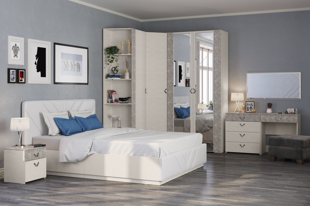 Туалетные столики, Стол туалетный Амели 12.48+Зерк шёлковый камень/бетон чикаго беж