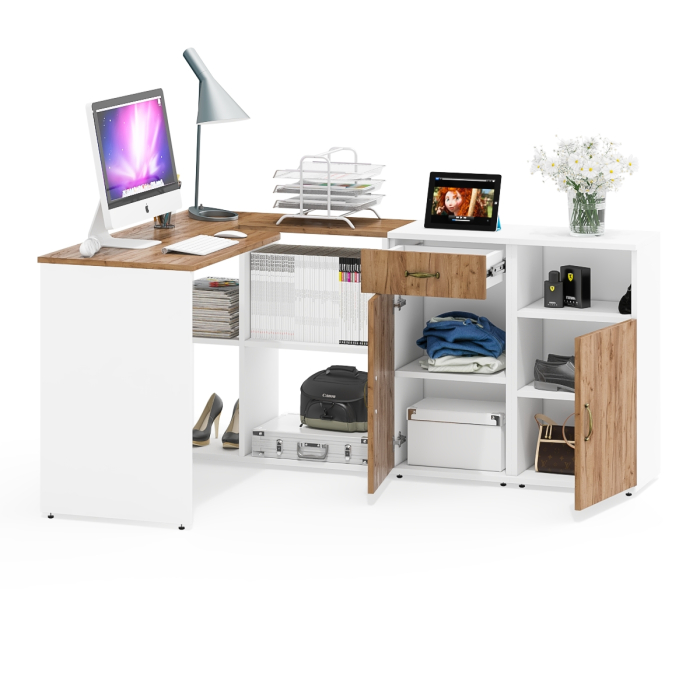 Домашние кабинеты, Стол-трансформер компьютерный и две тумбы для хранения Лидер-8.