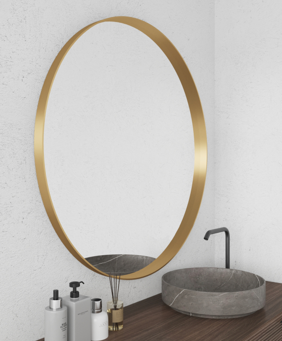 Зеркала в спальню, Дизайнерское настенное зеркало GENGLASS Rauntel L в металлической раме