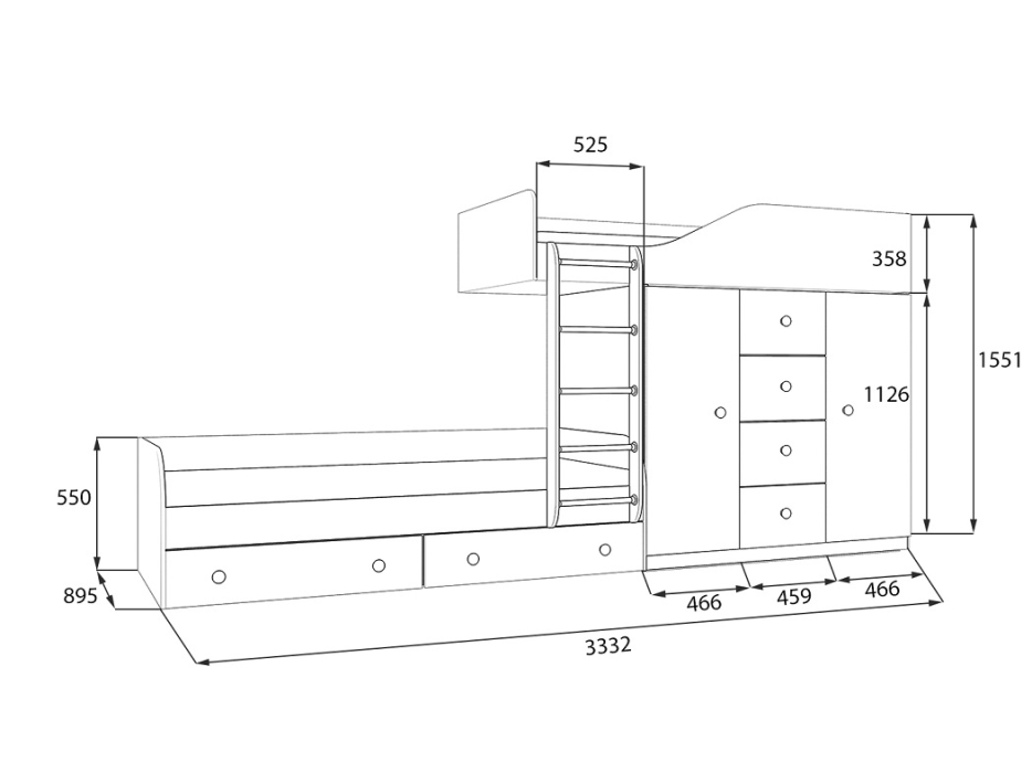 Для подростков, Кровать двухъярусная Астра 6 Дуб Сонома
