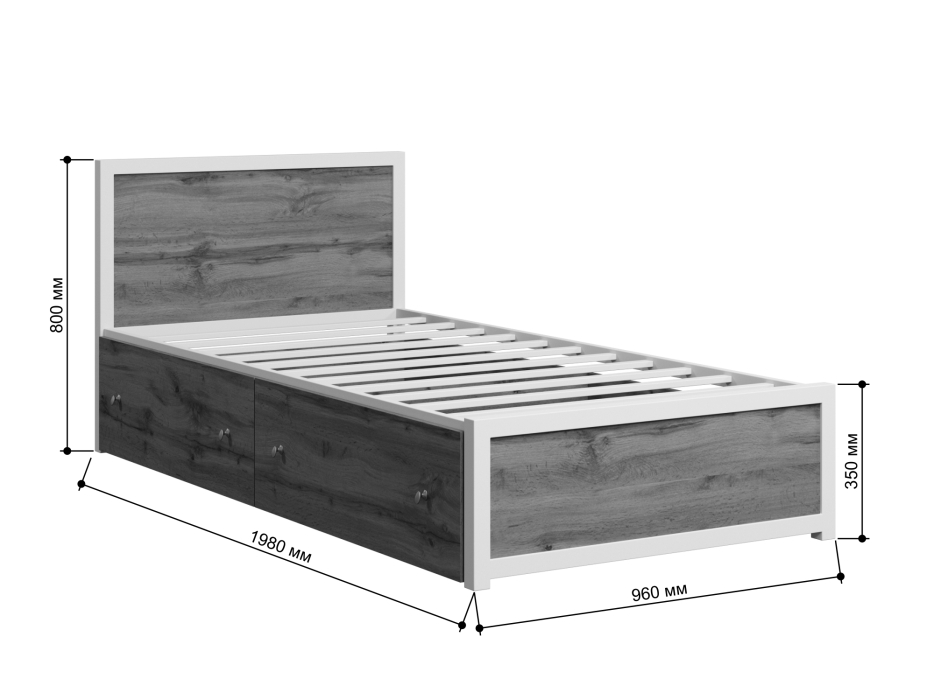 Кровати 90 см, Кровать Титан Лофт 90 черный