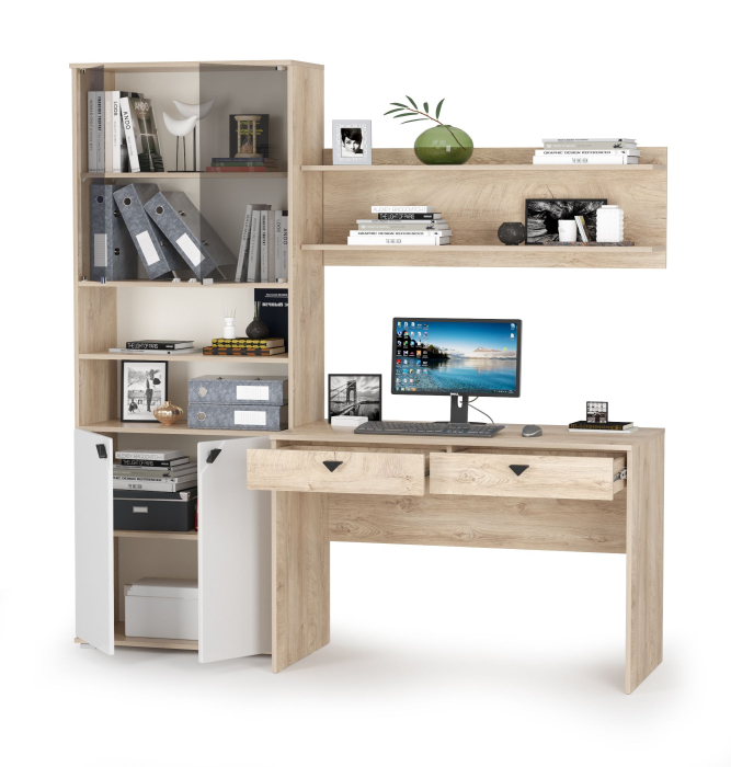 Детские комнаты, Рабочий стол с полкой и шкафом Бостон № 37