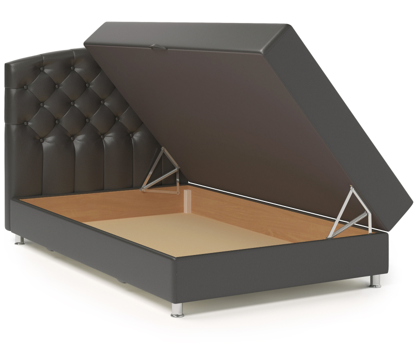 Мягкая кровать, Кровать тахта Премиум 140 с подъемным механизмом, рогожка / экокожа