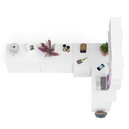 Стол угловой компьютерный Мори МС-16 левый с навесной книжной полкой и комодом МК1380.6