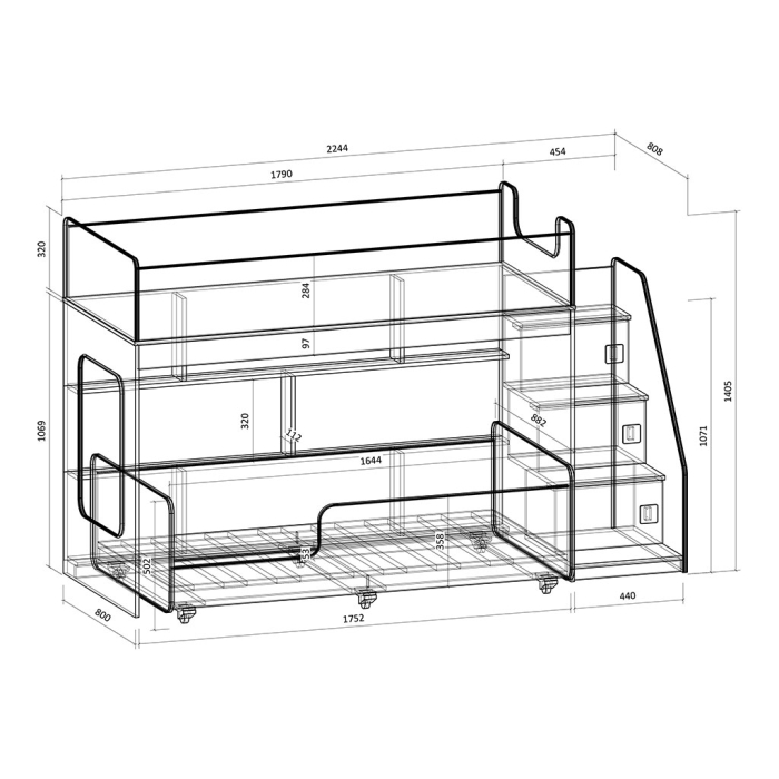 Для подростков, Двухъярусная кровать Легенда 43.3.3
