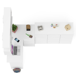 Угловой стол компьютерный Мори МС-16 правый с комодом МК1200.4 и открытой книжной полкой