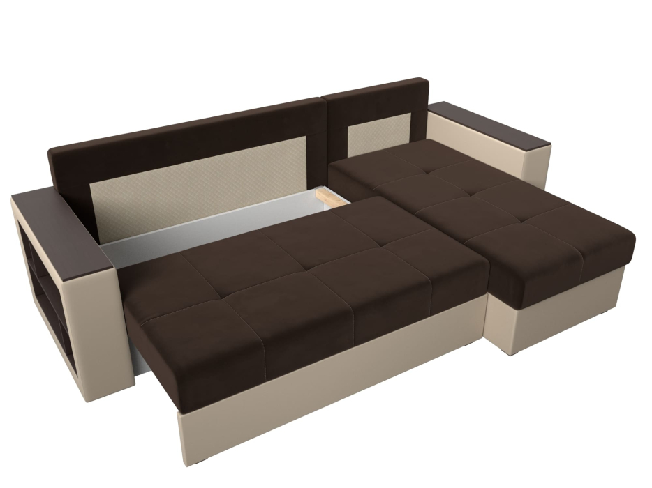 Диваны угловые в гостиную, Диван угловой Дубай Лайт, микровельвет/экокожа, правый угол