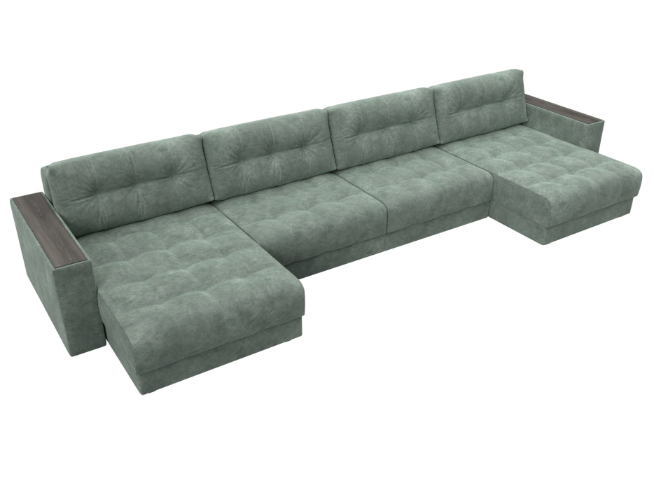 Дизайнерские диваны для гостиной, Диван П-образный с декором Лига-049 НПБ Лонг, велюр BRUT