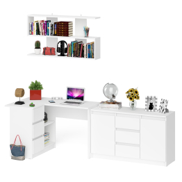 Угловой компьютерный стол Мори МС-16 левый с верхней полкой и тумбой-комодом 1200-3